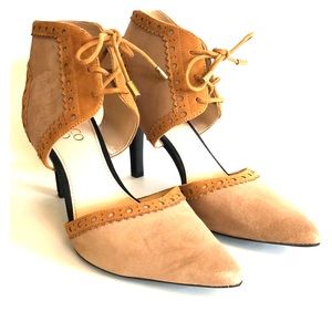 Franco Sarto Beige/Tan Tied Suede High-heels